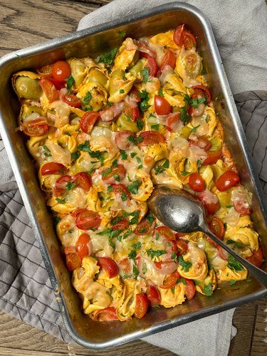 Gratin de tortellini aux tomates cerises