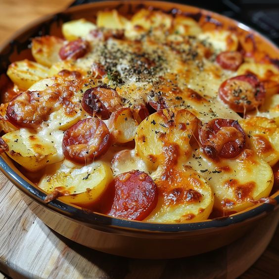 Gratin Rustique de Pommes de Terre au Chorizo et Béchamel de Tomate