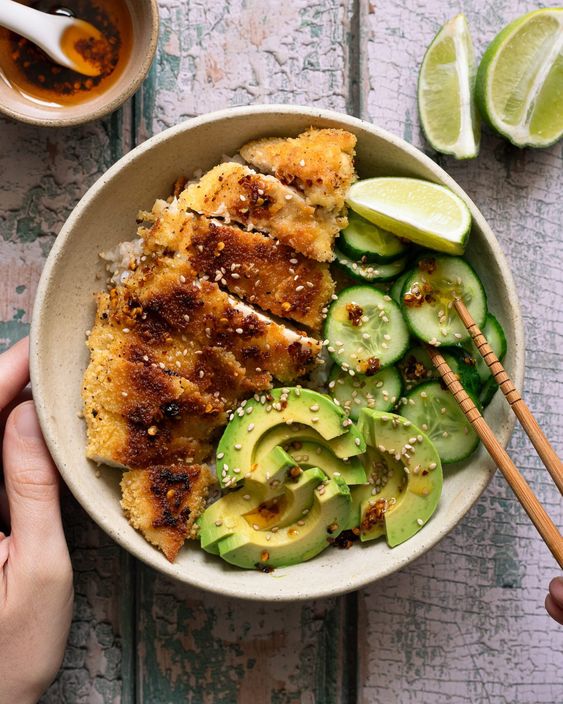 Poulet croustillant façon katsu et riz coco