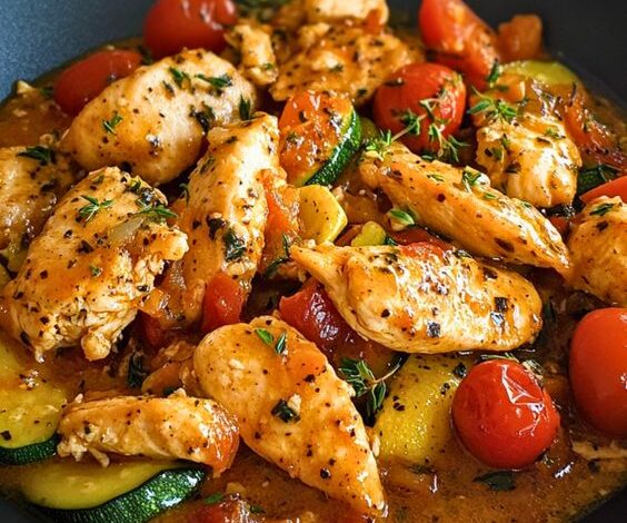 Émincé de Poulet aux Courgettes et Tomates Cerises : Un Plat Léger et Savoureux