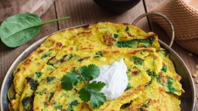 Crêpes indiennes aux lentilles et épinards