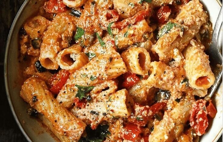 Tortiglioni aux légumes et ricotta
