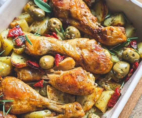 Poulet à l’italienne et pommes de terre au four