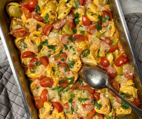 Gratin de tortellini aux tomates cerises