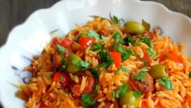 Riz au chorizo, tomates et olives