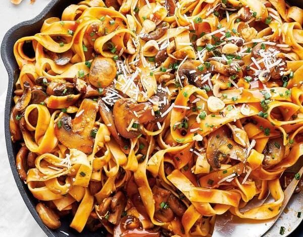 Mushroom and Hazelnut Fettuccine