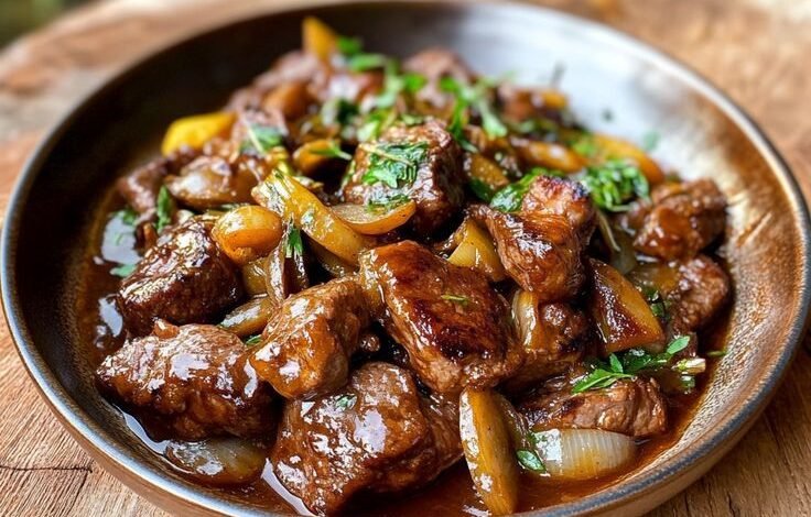 Bœuf Caramélisé aux Oignons et Sauce Soja