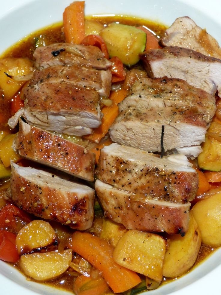 Filet mignon de porc et ses petits légumes