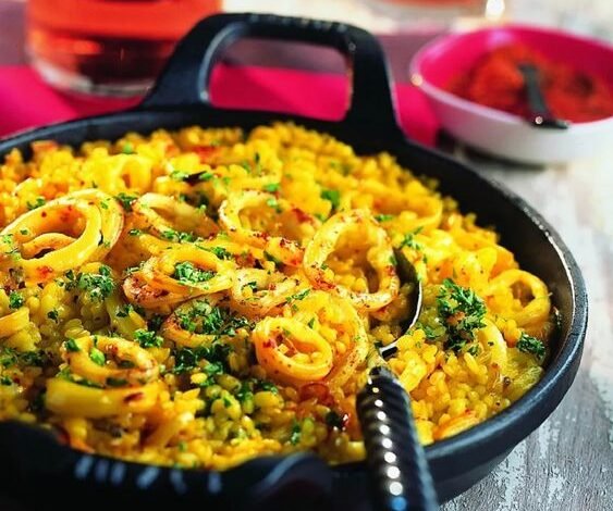 Riz safrané aux calamars
