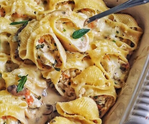 Lumaconi au poulet et moutarde à l’ancienne