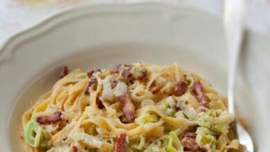 Tagliatelles à la crème de poireaux