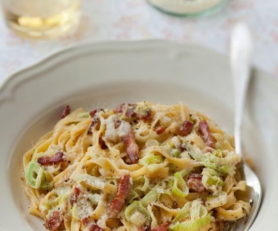 Tagliatelles à la crème de poireaux