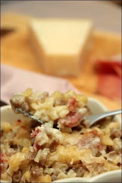 Gratin de crozets au jambon