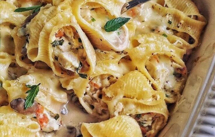 Lumaconi au poulet et moutarde à l’ancienne
