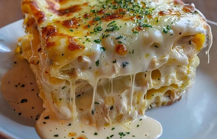 Lasagnes Fondantes au Poulet et Sauce Blanche Crémeuse