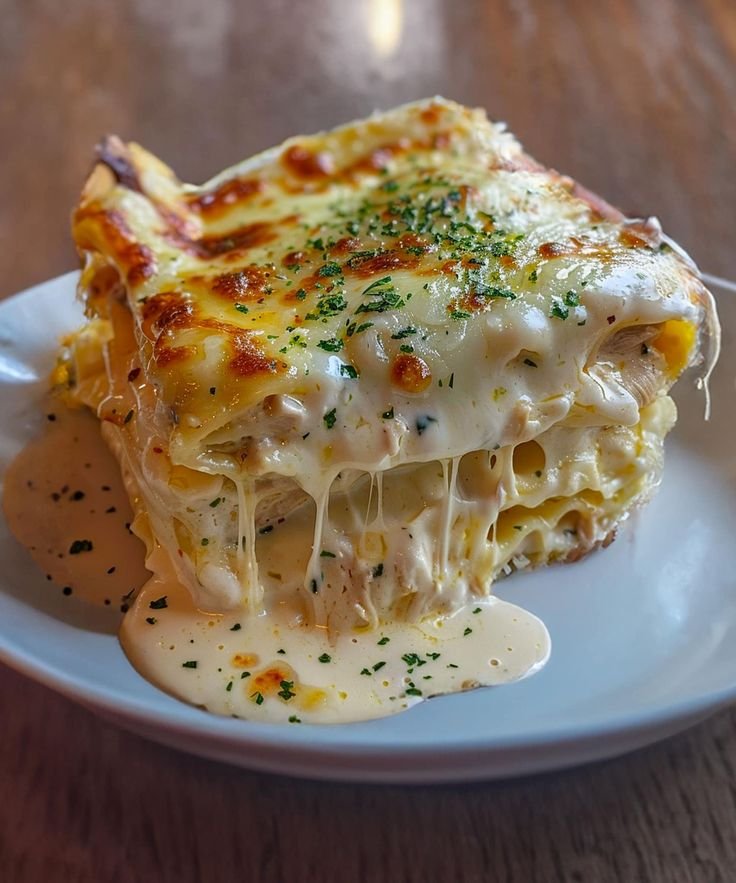 Lasagnes Fondantes au Poulet et Sauce Blanche Crémeuse