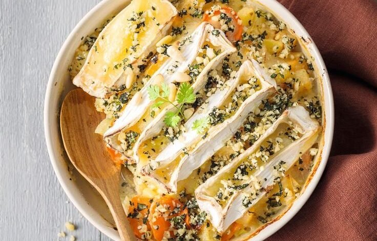 Légumes au camembert rôti