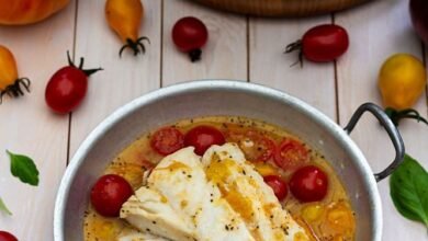 Cabillaud au vin blanc et tomates cerises