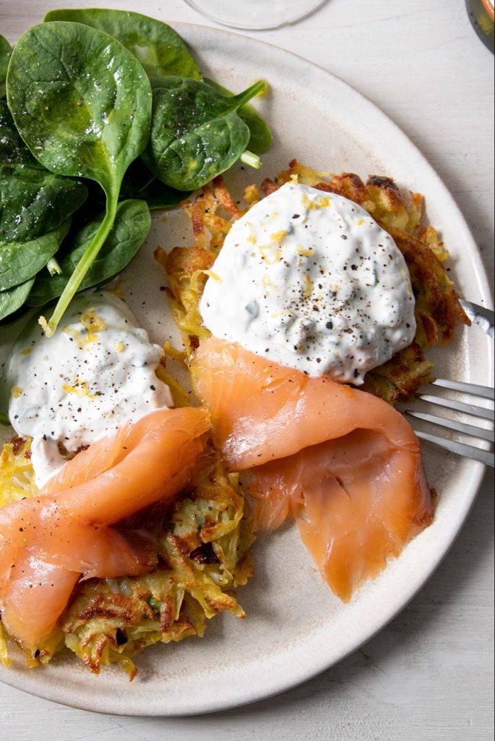 Recette de röstis avec du saumon fumé et de la crème