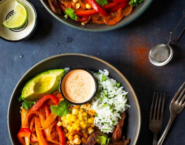 Bol de riz «fajitas» au boeuf grillé