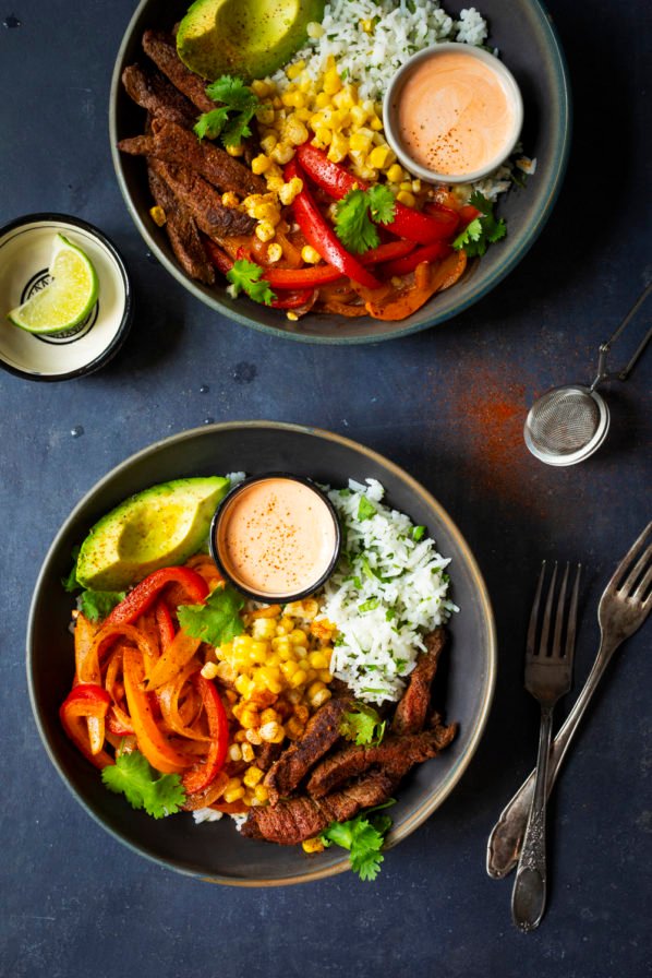 Bol de riz «fajitas» au boeuf grillé