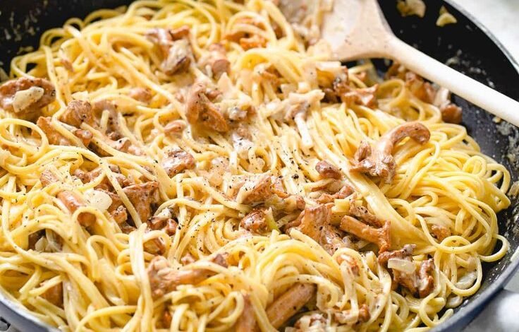 Pâtes aux Girolles et à la Crème