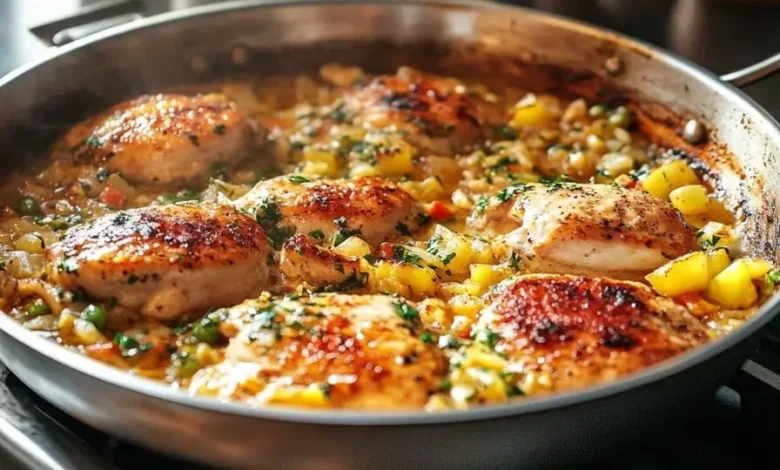 Riz frit au poulet à l’ail