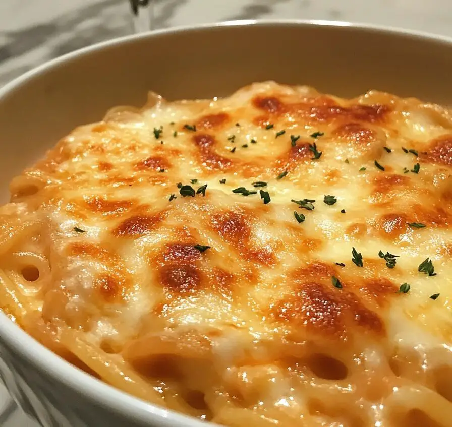 Spaghetti au fromage à la crème cuits au four