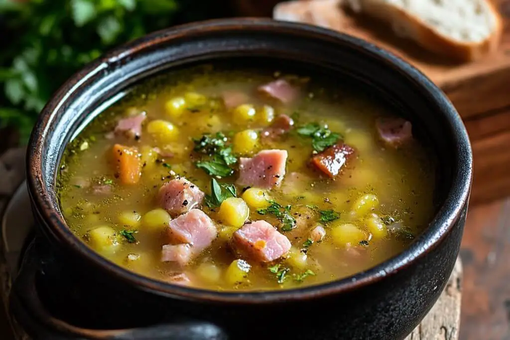 Soupe de pois cassés et jambon