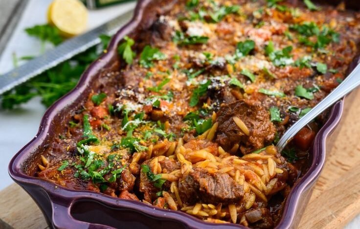 Giouvetsi, ragoût de viande à l'orzo