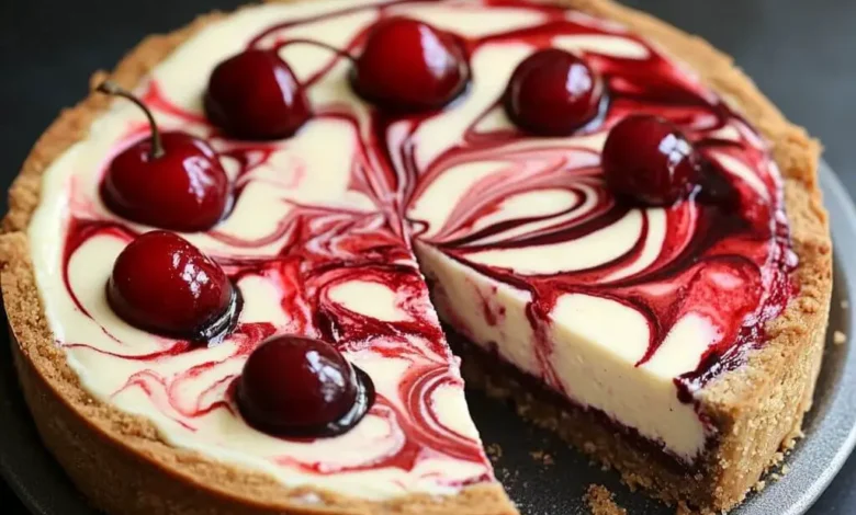 Cheesecake marbré aux cerises