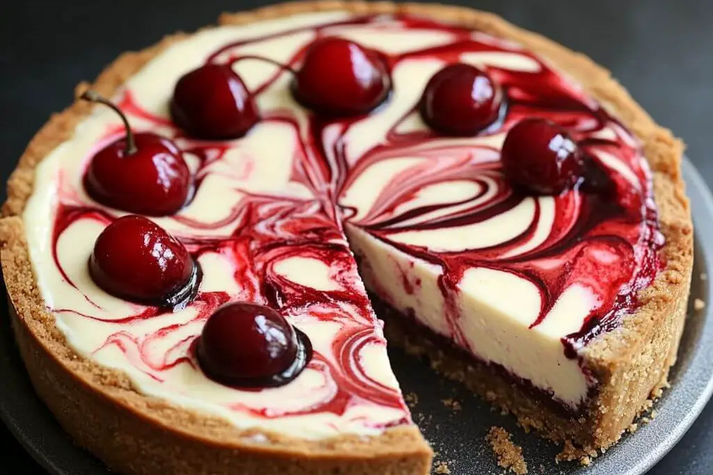 Cheesecake marbré aux cerises