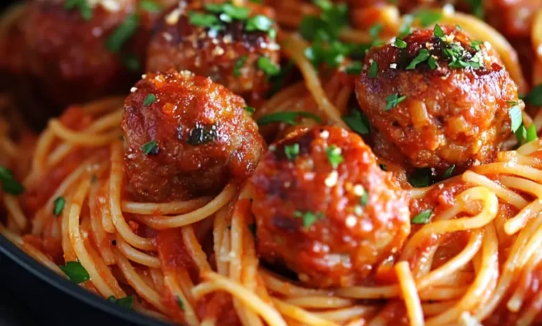 Casserole de Spaghetti et Boulettes de Viande