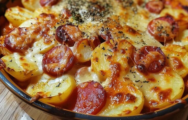 Gratin Rustique de Pommes de Terre au Chorizo et Béchamel de Tomate