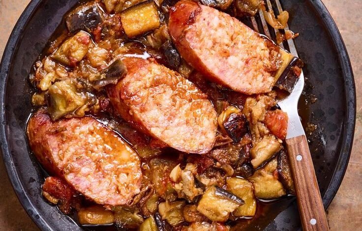 Ma recette de riste d'aubergine et saucisse de Morteau