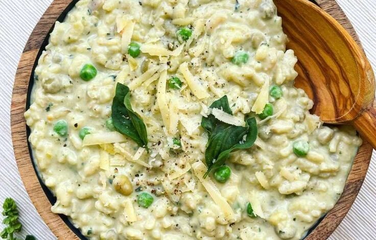 Risotto aux petits pois sans vin