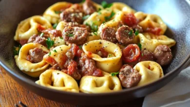 Tortellinis à la Saucisse et Tomates Crémeuses