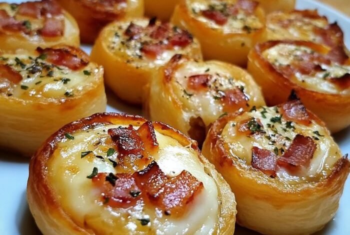 Roulés croustillants au fromage et lardons
