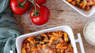 Gratin de spaetzle aux légumes du soleil et parmesan